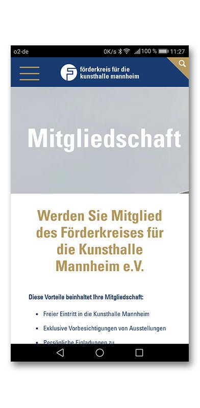Förderkreis für die Kunsthalle Mannheim e.V. Webdesign